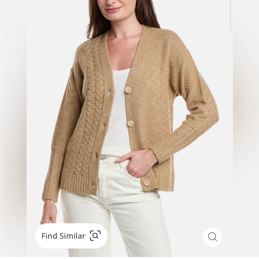 NWOT Cabi Neighbor Chunky Cable Knit Cardigan Sweater Camel Tan Caramel Size S
